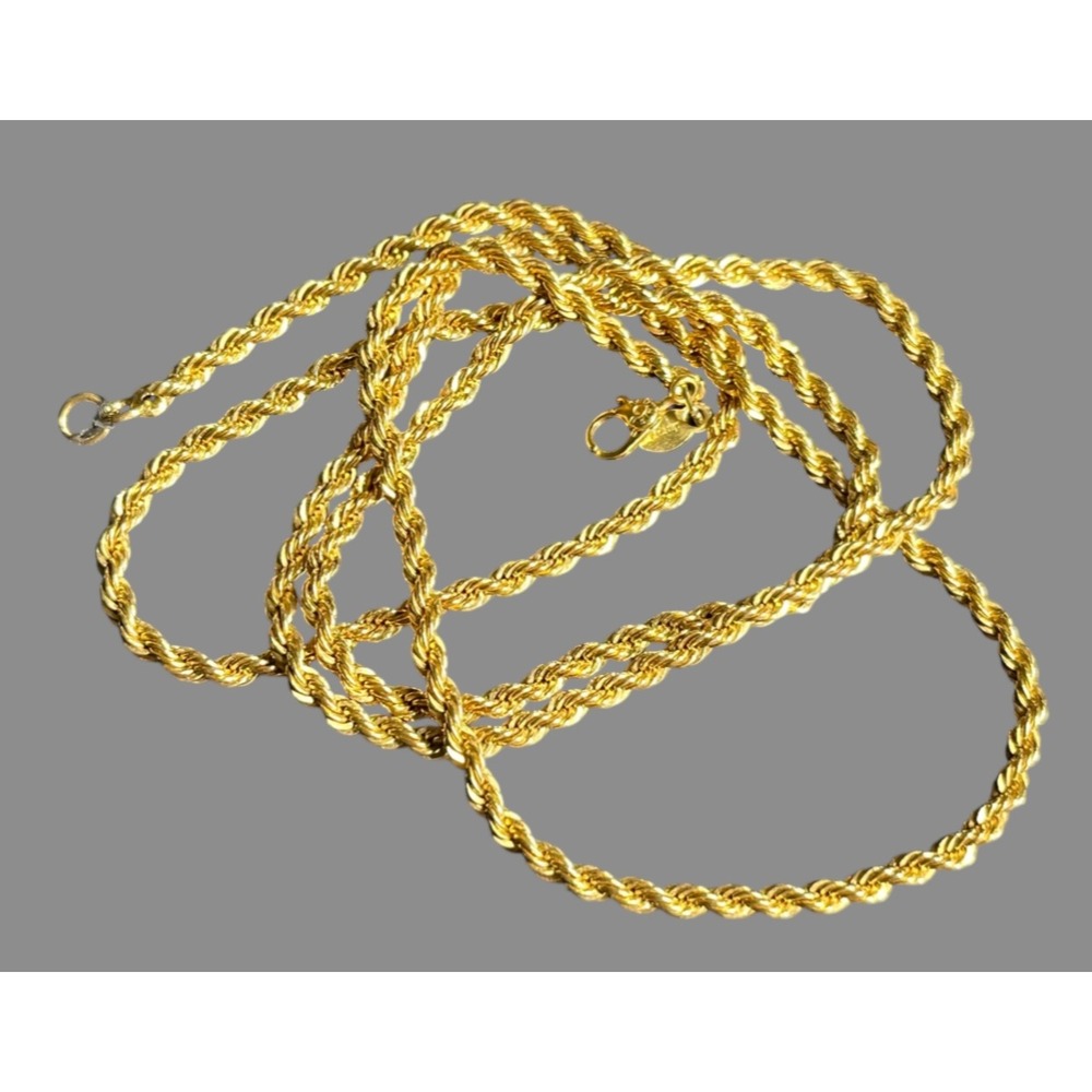 Vintage MONET ROPE CHAIN Necklace Gold Tone 30"Long x 3mm Classic Style